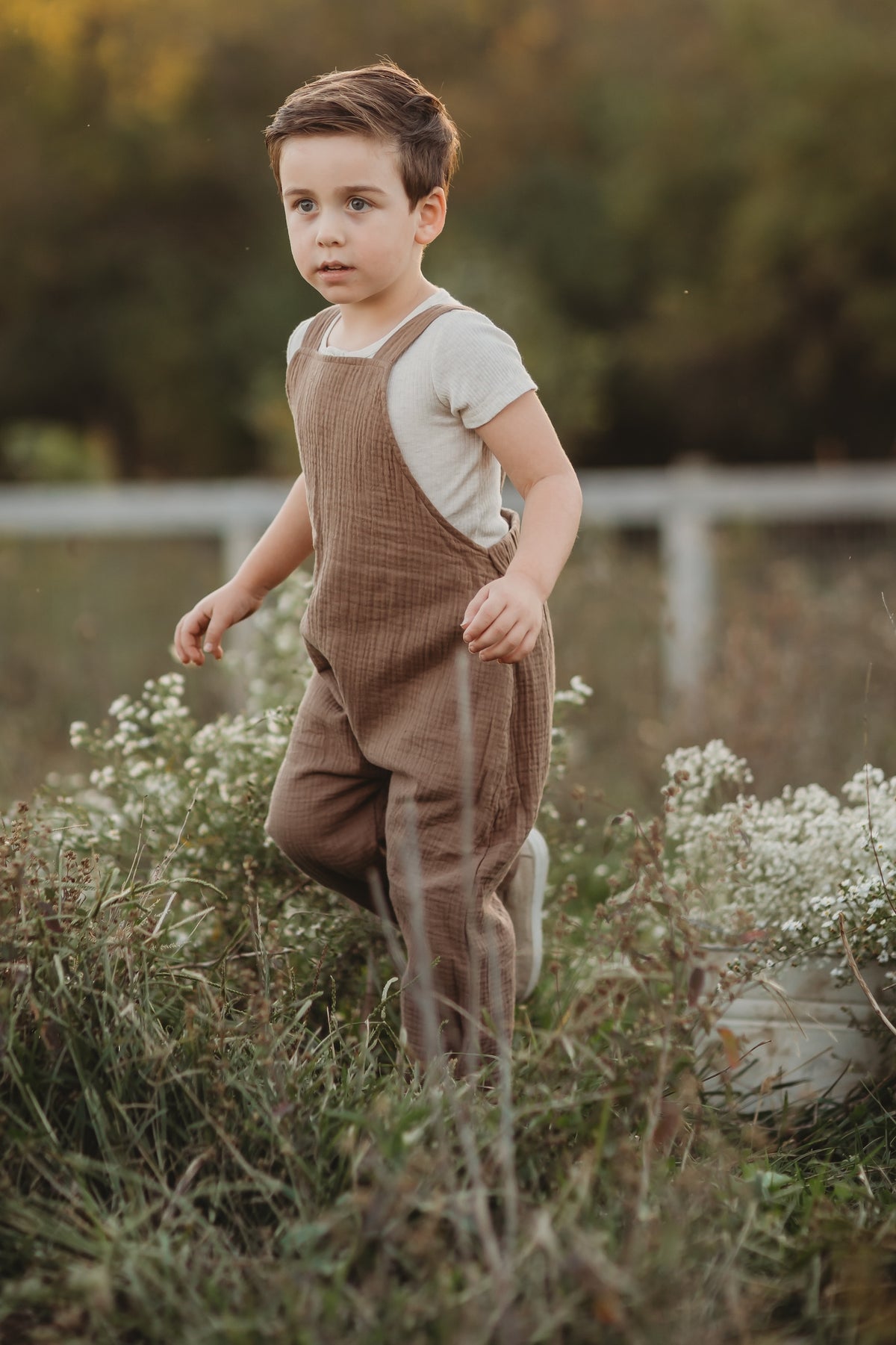 SS Boy's Romper Grady Romper (mocha muslin)