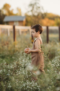 SS Boy's Romper Grady Romper (mocha muslin)