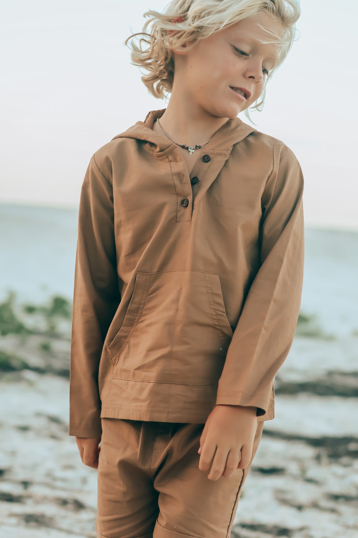SS Boy's Top Knox Hoodie (amber linen)