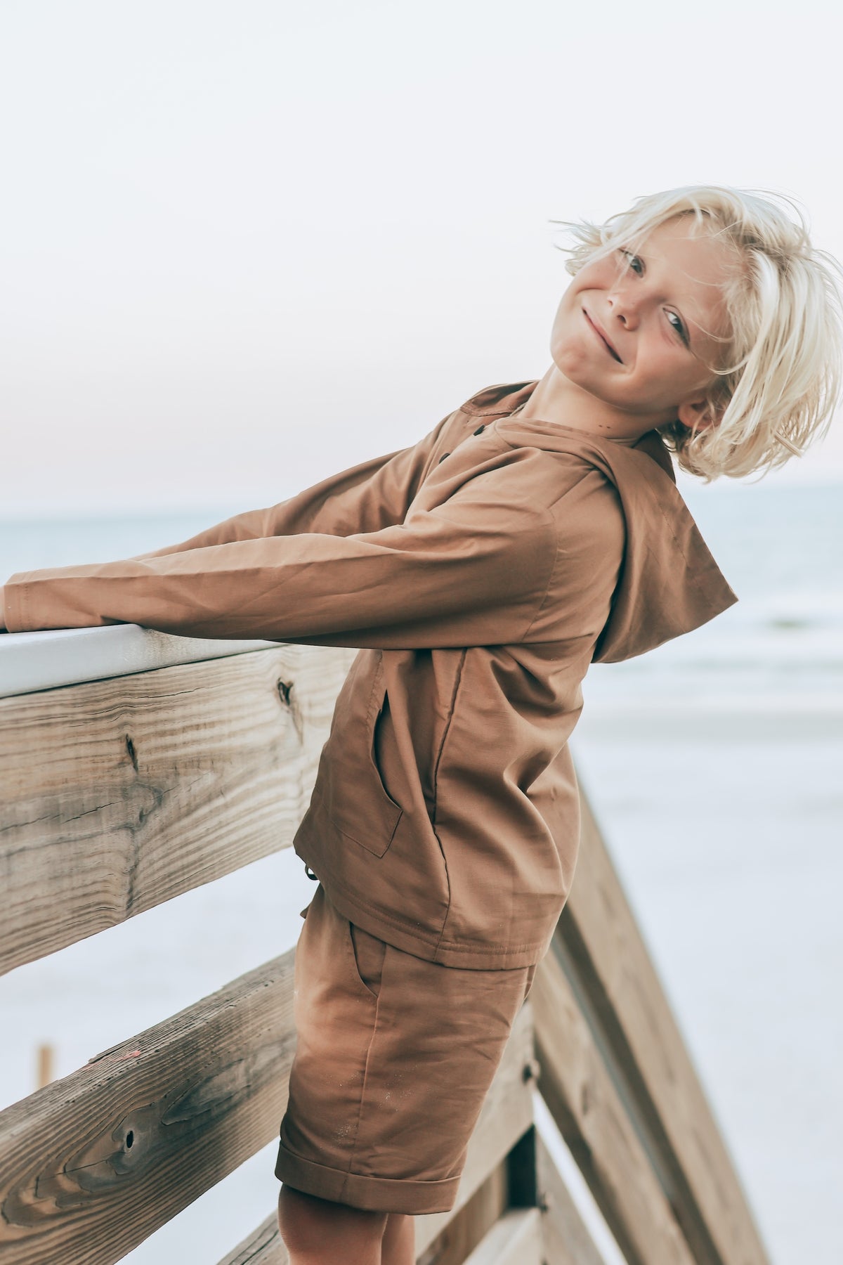 SS Boy's Top Knox Hoodie (amber linen)