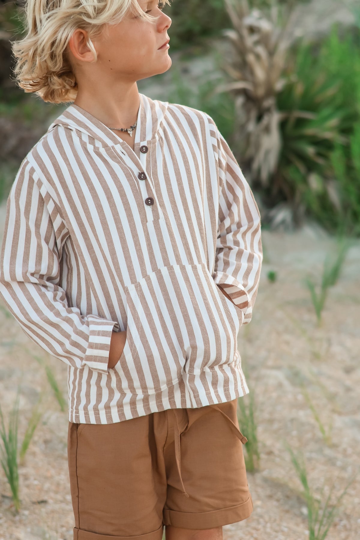 SS Boy's Top Knox Hoodie (birch stripe)