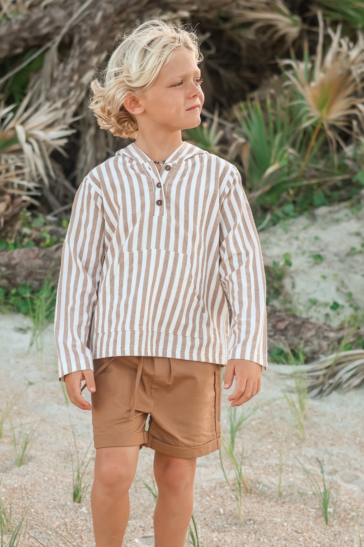SS Boy's Top Knox Hoodie (birch stripe)
