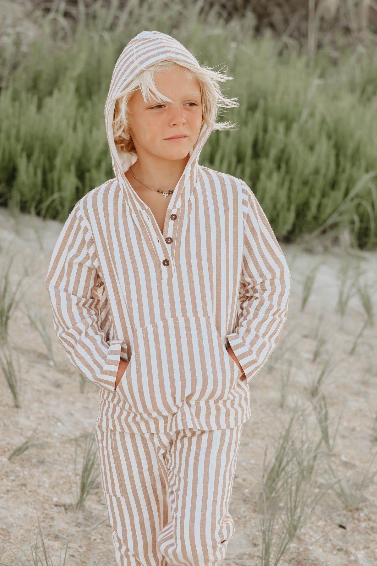 SS Boy's Top Knox Hoodie (birch stripe)