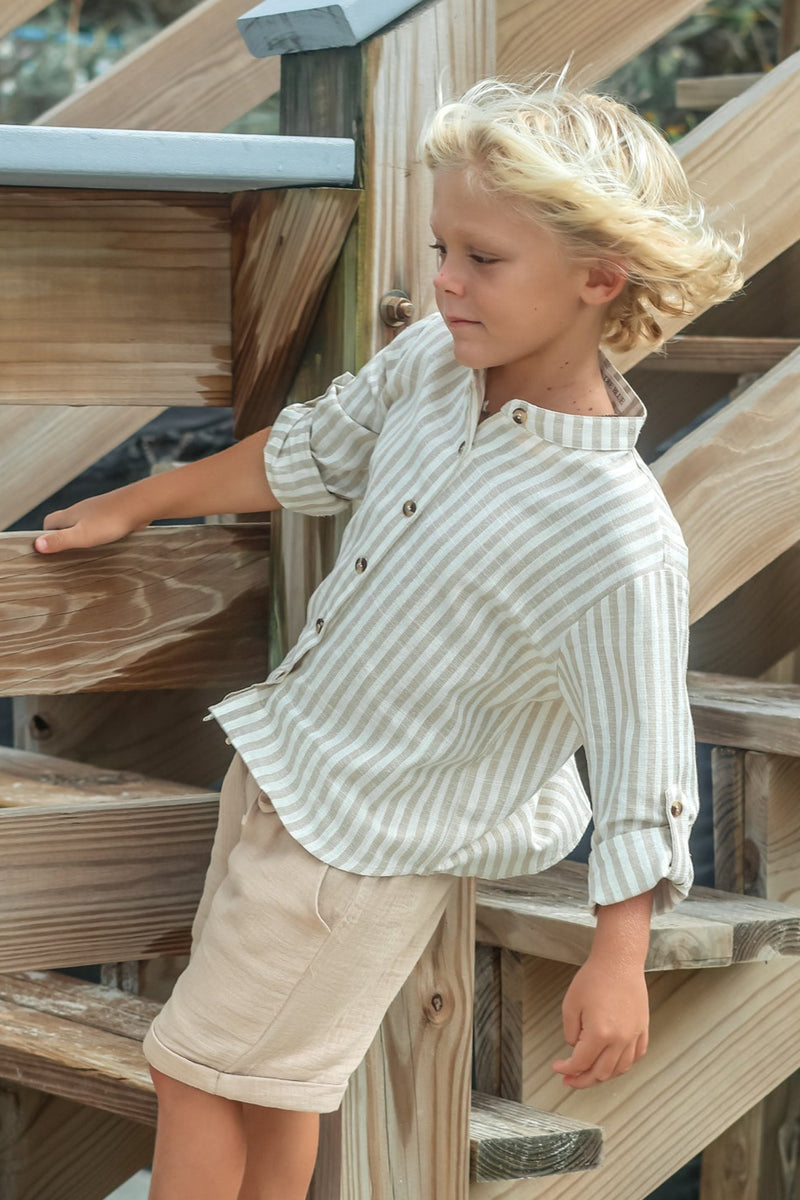 INDIE BLUE Boys Knox Shorts (latte muslin)