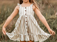 LB Girl's Dress Bree Crossback Dress (ash stripe)