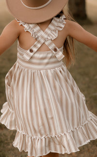 LB Girl's Dress Bree Crossback Dress (ash stripe)