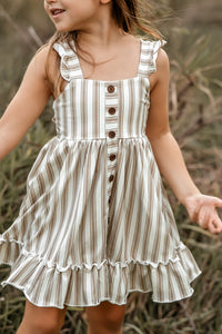 LB Girl's Dress Bree Crossback Dress (ash stripe)