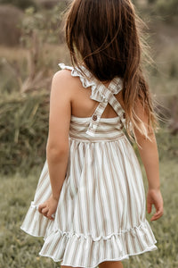 LB Girl's Dress Bree Crossback Dress (ash stripe)
