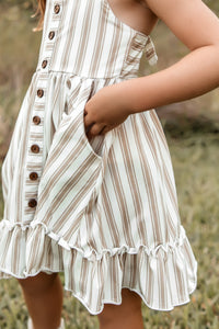 LB Girl's Dress Bree Crossback Dress (ash stripe)