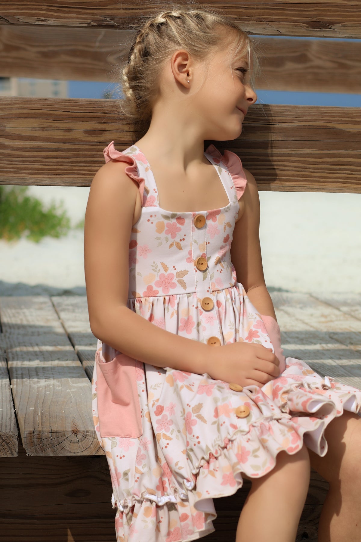 LB Girl's Dress Bree Crossback Dress (sweet pea)