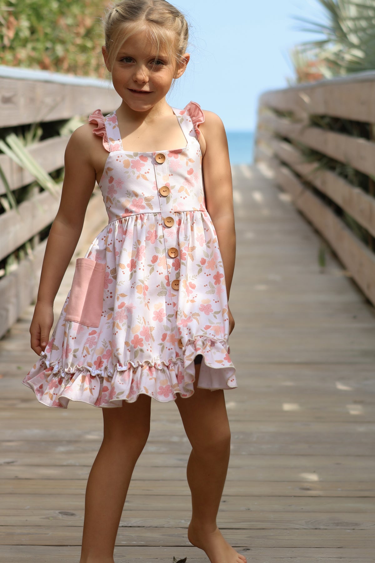 LB Girl's Dress Bree Crossback Dress (sweet pea)