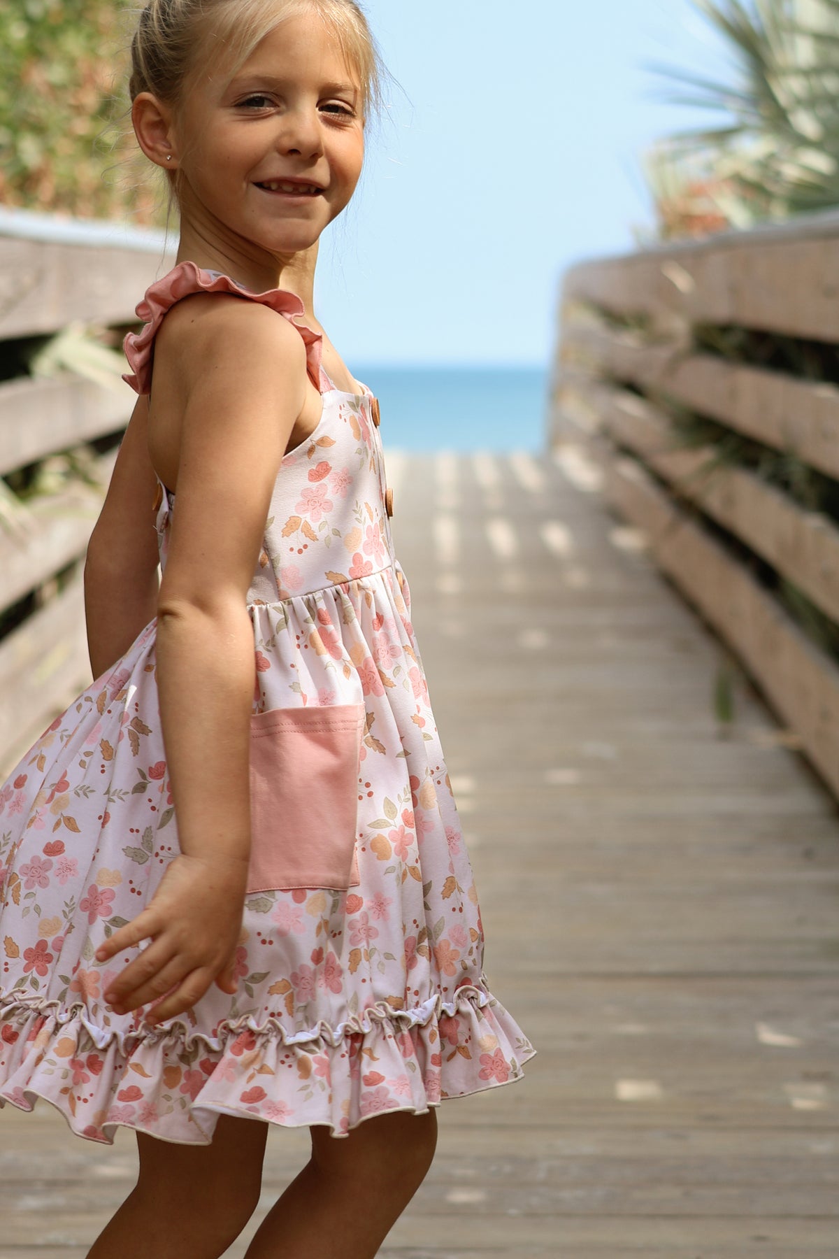 LB Girl's Dress Bree Crossback Dress (sweet pea)