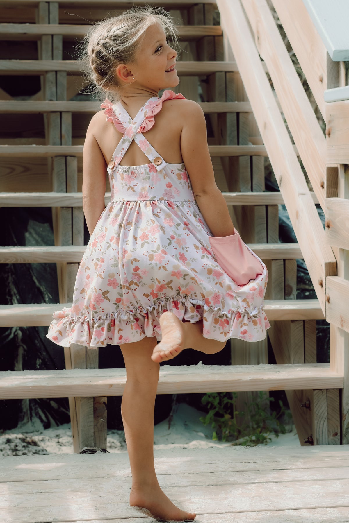 LB Girl's Dress Bree Crossback Dress (sweet pea)