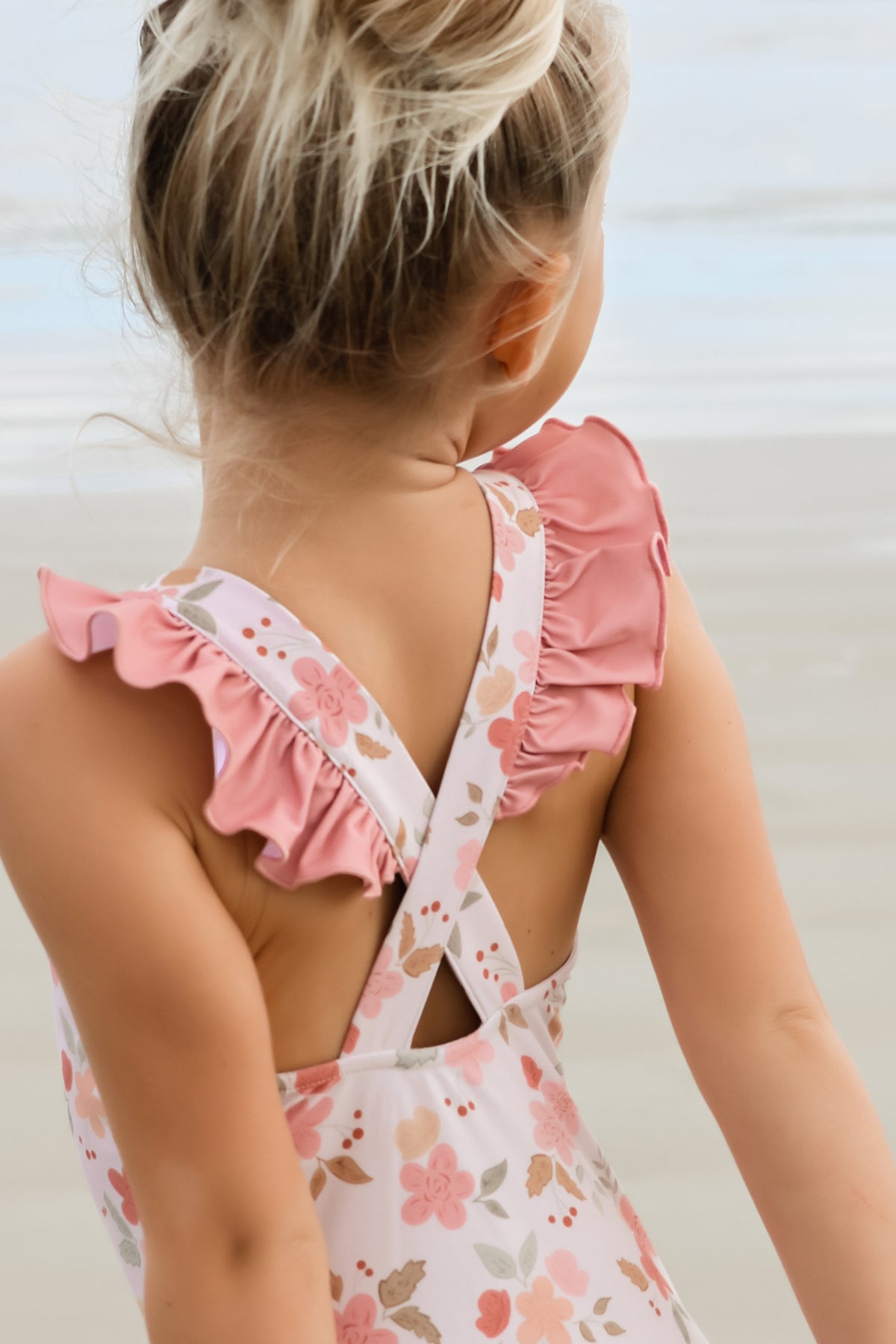 LB Girl's Swim Crossback One Piece (sweet pea)