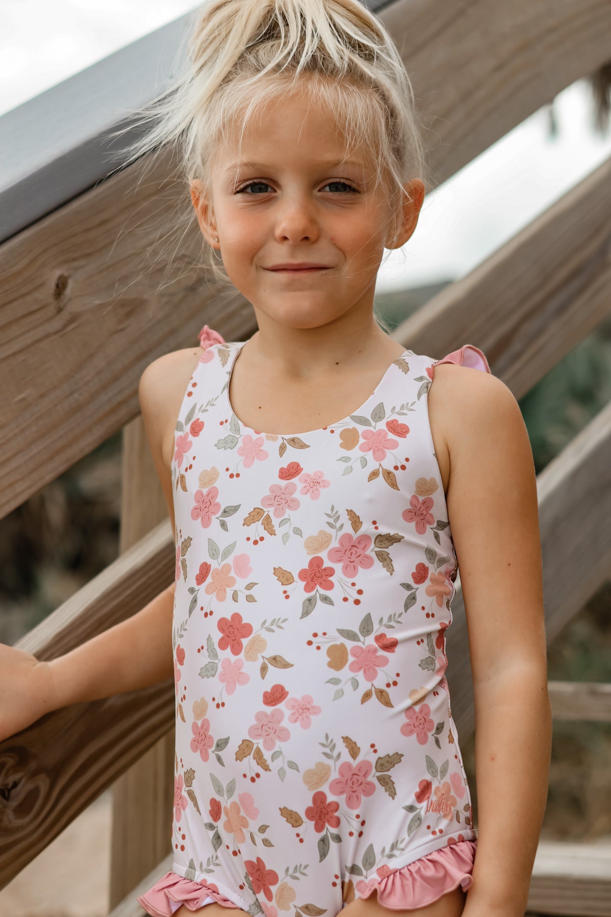 LB Girl's Swim Crossback One Piece (sweet pea)