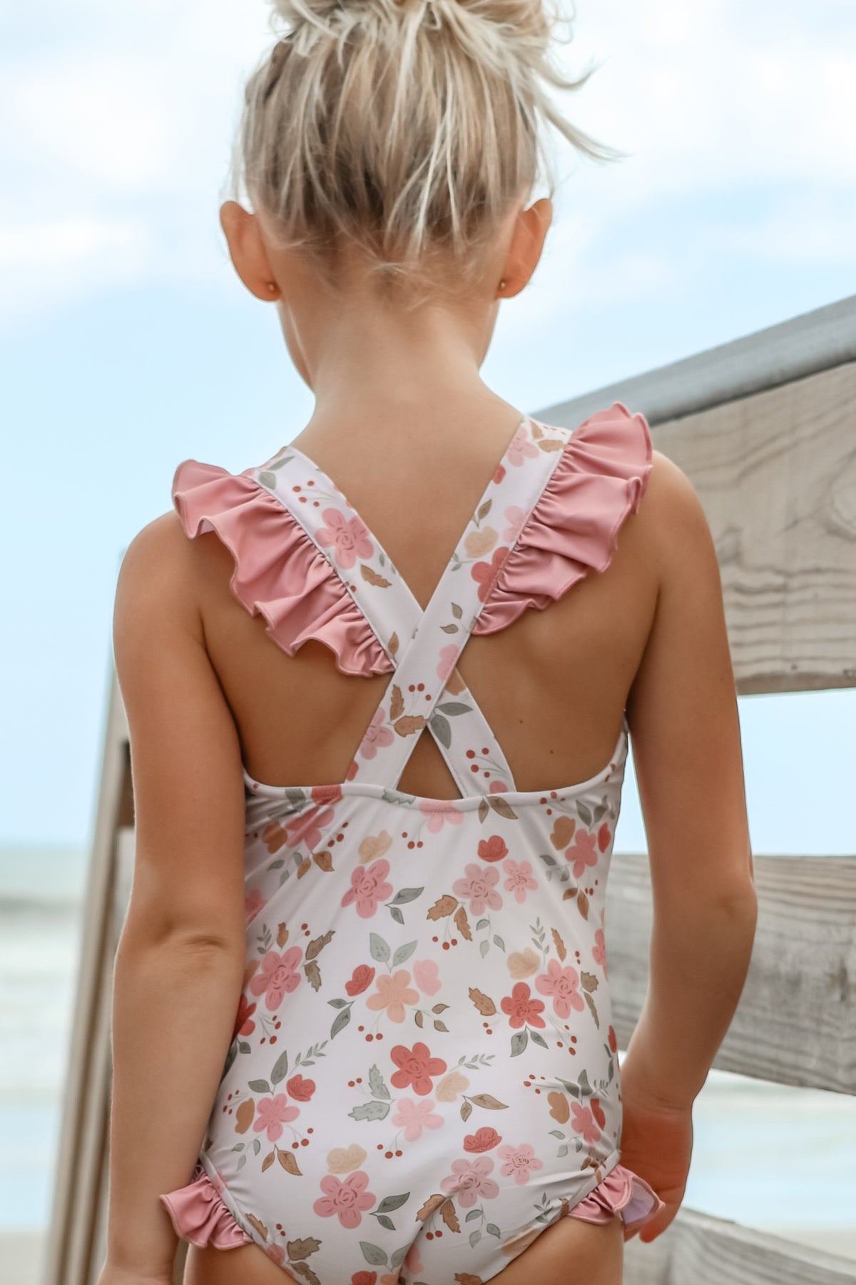 LB Girl's Swim Crossback One Piece (sweet pea)