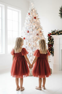 SS Girl's Dress Fawn Dress (venetian red tulle)