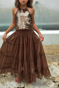 SS Faye Halter (cocoa sequin)