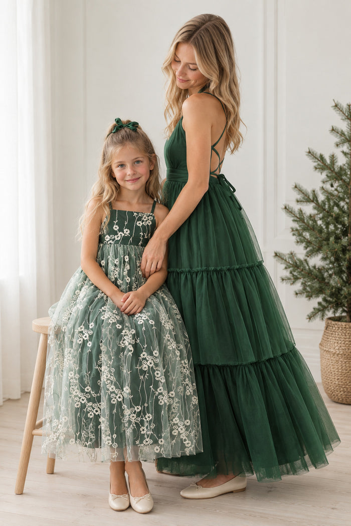 SS Girl's Dress Fiona Lace Dress (forest)