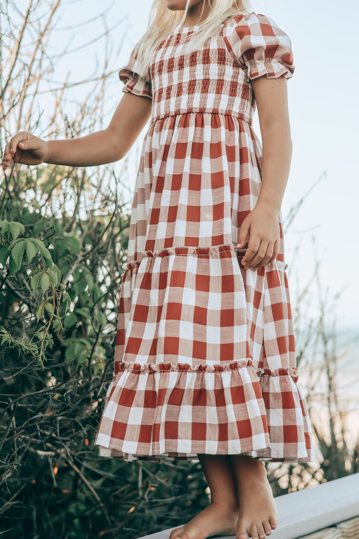 SS Girl's Dress Elle Midi (spice checkered)