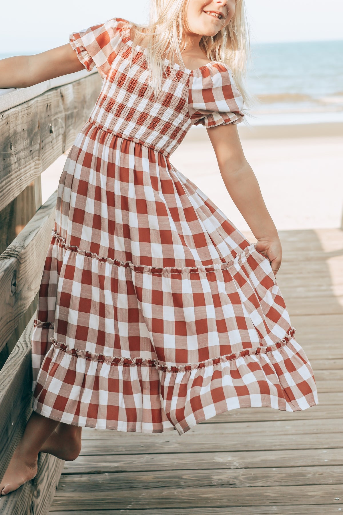 SS Girl's Dress Elle Midi (spice checkered)