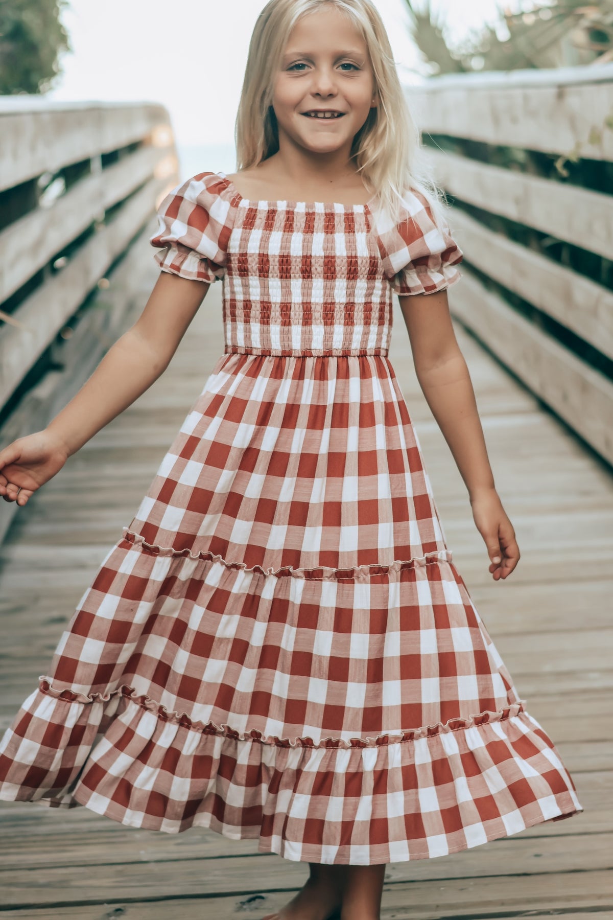 SS Girl's Dress Elle Midi (spice checkered)