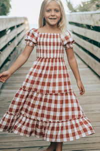 SS Girl's Dress Elle Midi (spice checkered)