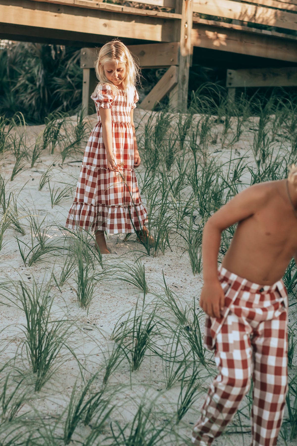 SS Girl's Dress Elle Midi (spice checkered)