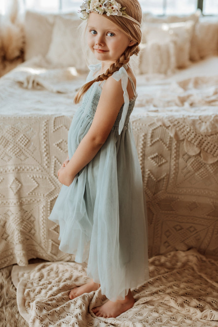 SS Girl's Dress Isa High-Low Dress (airy blue tulle)