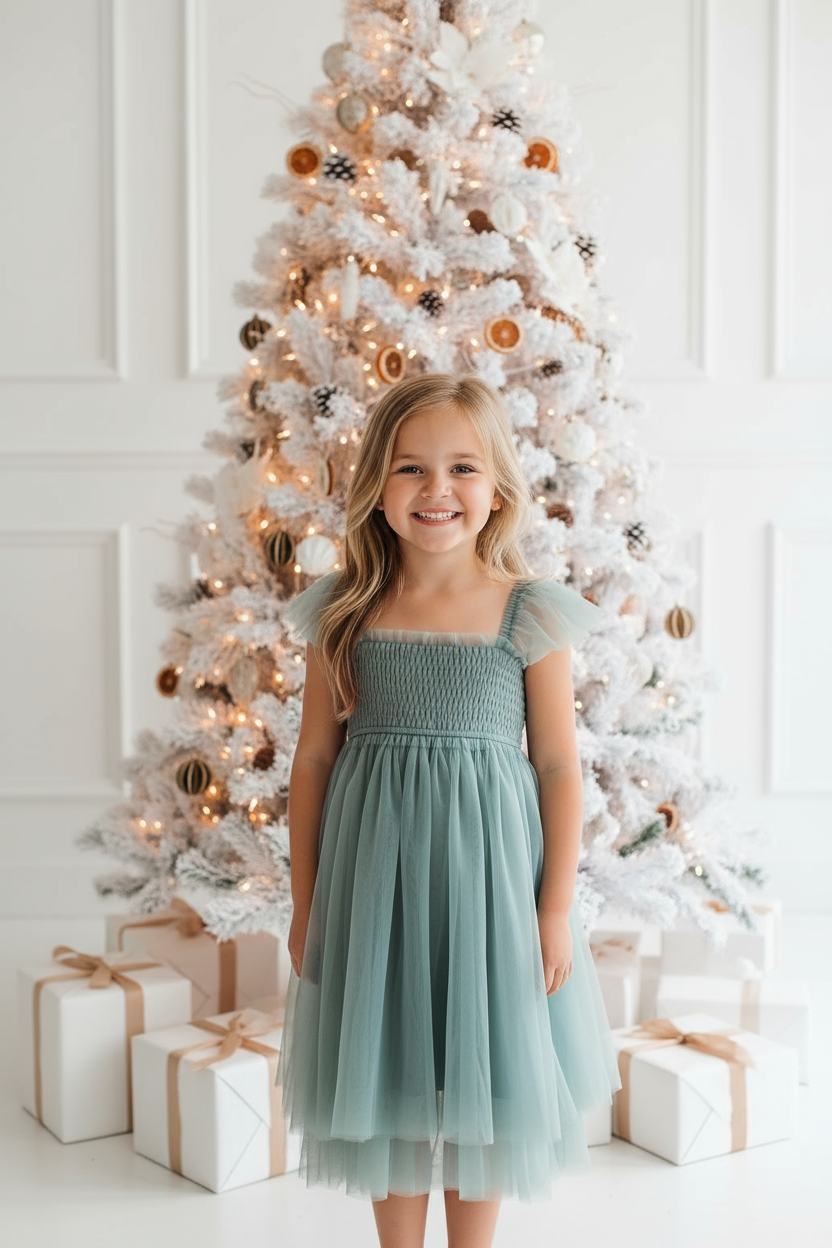 SS Girl's Dress Juliet Dress (soft teal tulle)