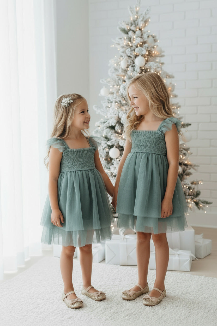 SS Girl's Dress Juliet Dress (soft teal tulle)
