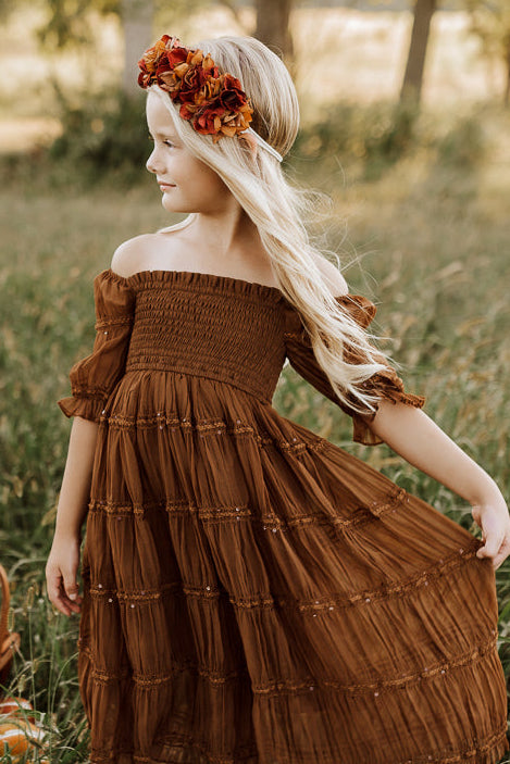 SS Girl's Dress Karina Dress (mocha chiffon)