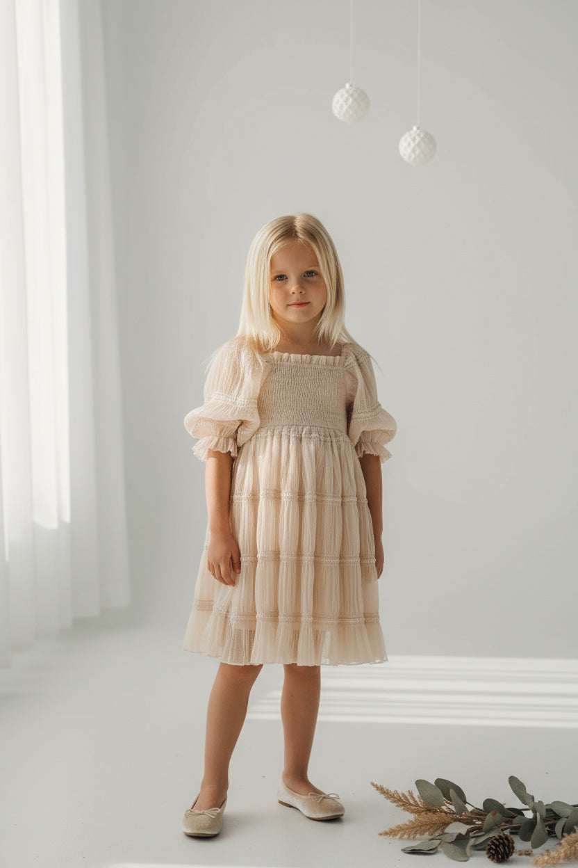 SS Girl's Dress Karina Dress (natural chiffon)