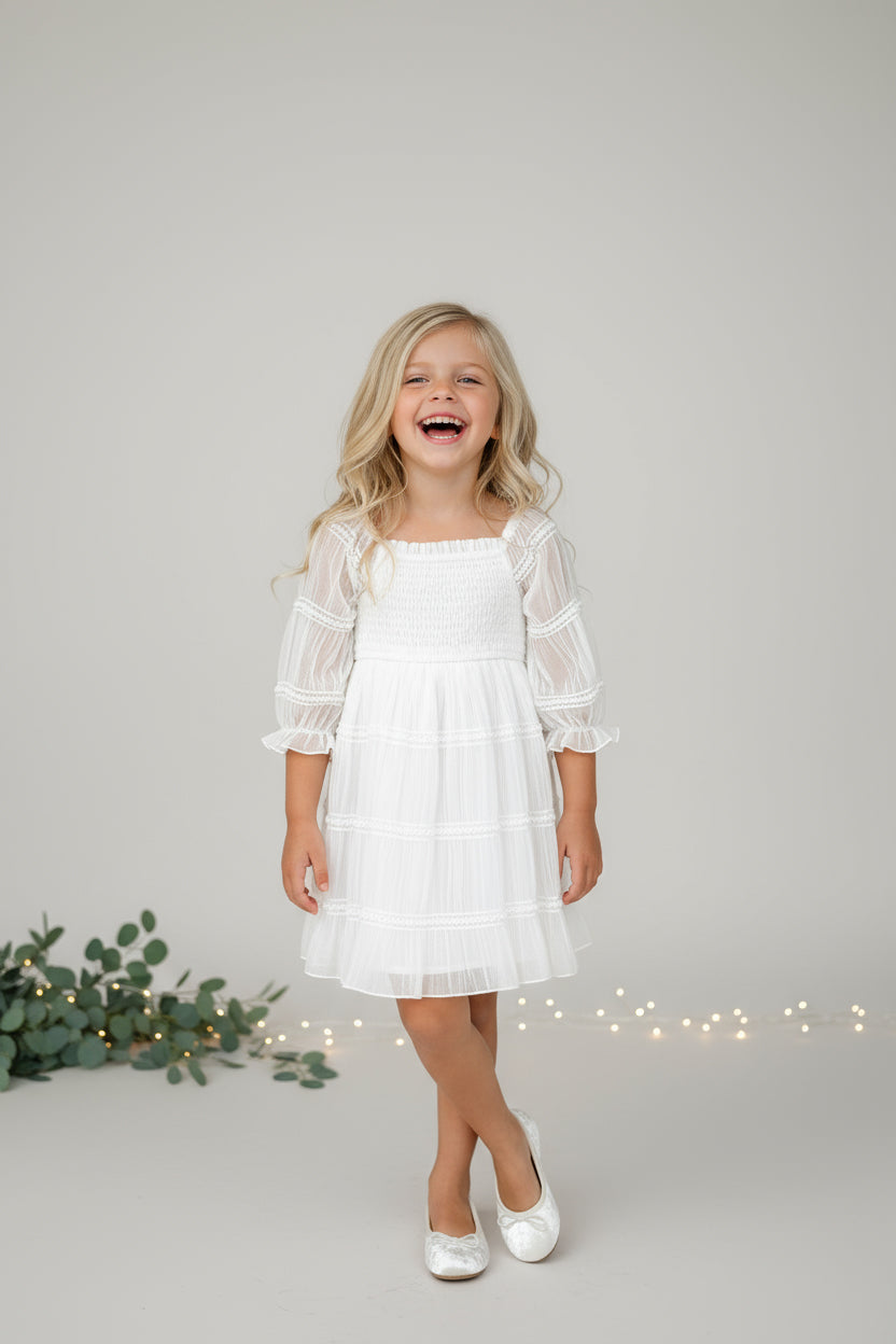 SS Girl's Dress Karina Dress (white chiffon)