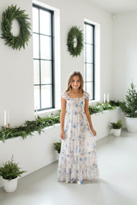 SS Girl's Dress Marabella Dress (floral blue chiffon)