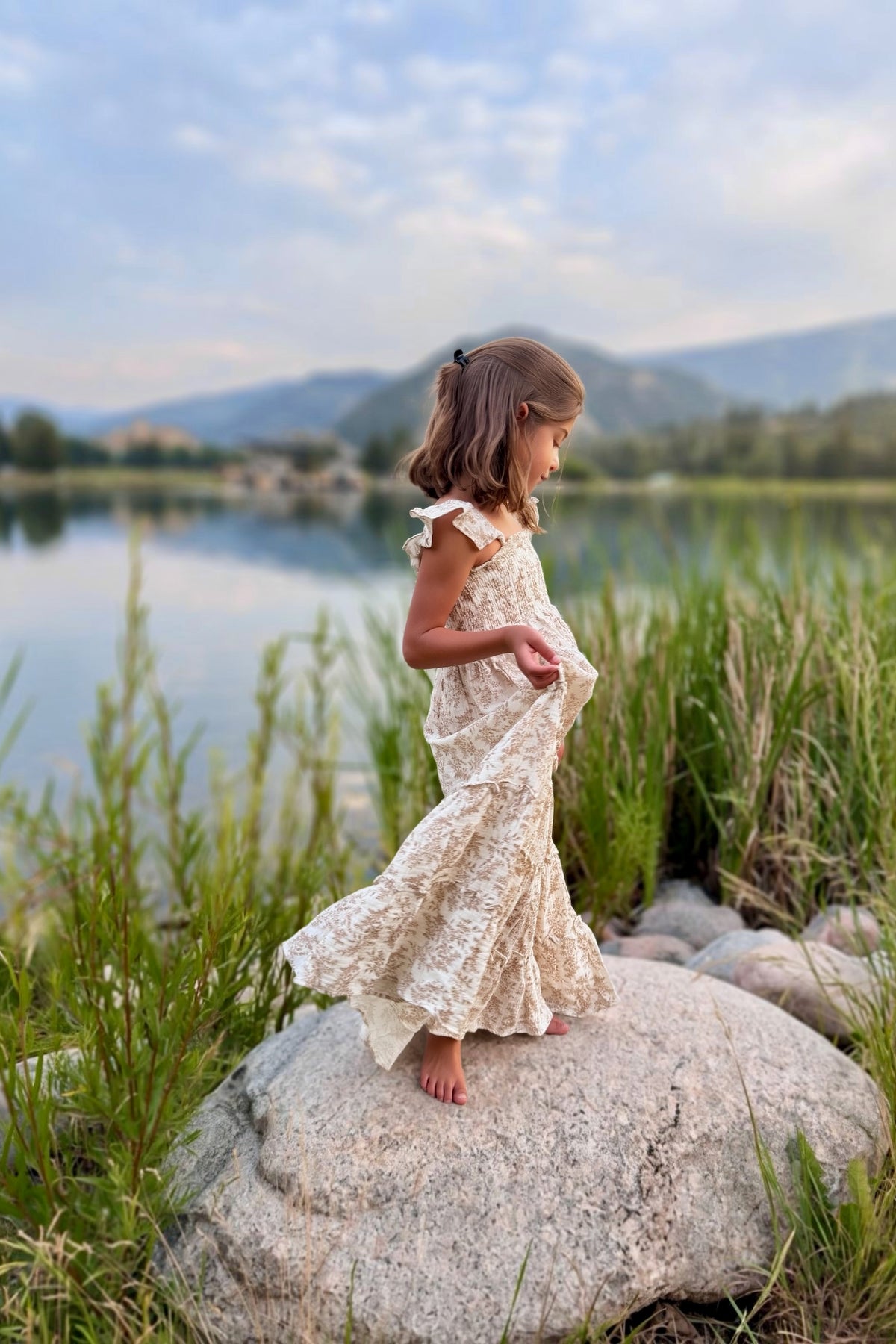 SS Girl's Dress Marabella Dress (mocha mist floral)