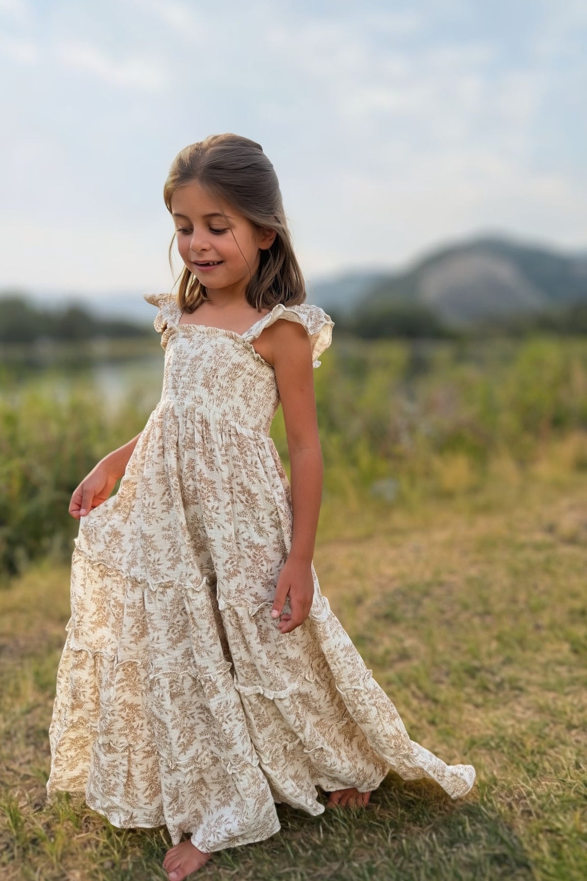 SS Girl's Dress Marabella Dress (mocha mist floral)