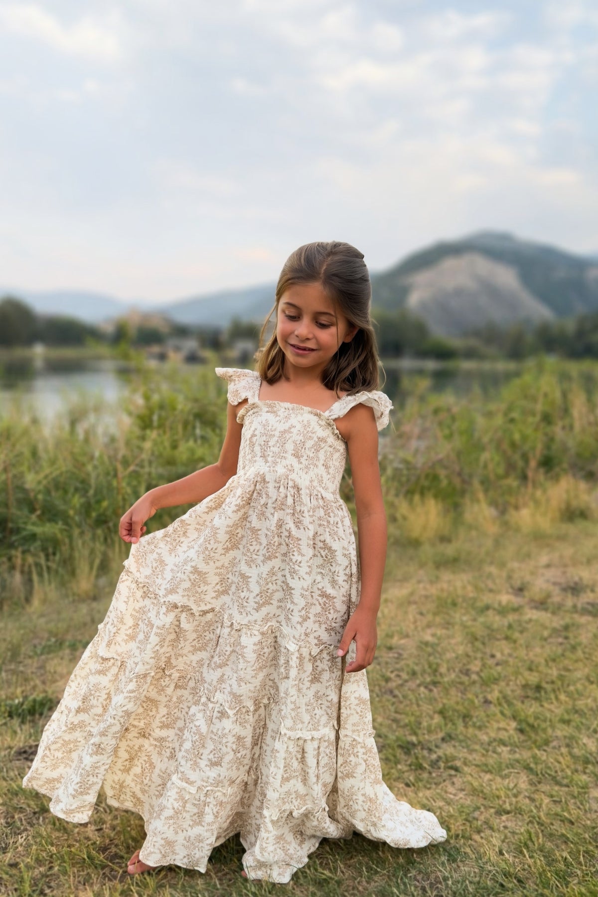 SS Girl's Dress Marabella Dress (mocha mist floral)