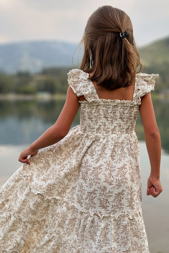 SS Girl's Dress Marabella Dress (mocha mist floral)