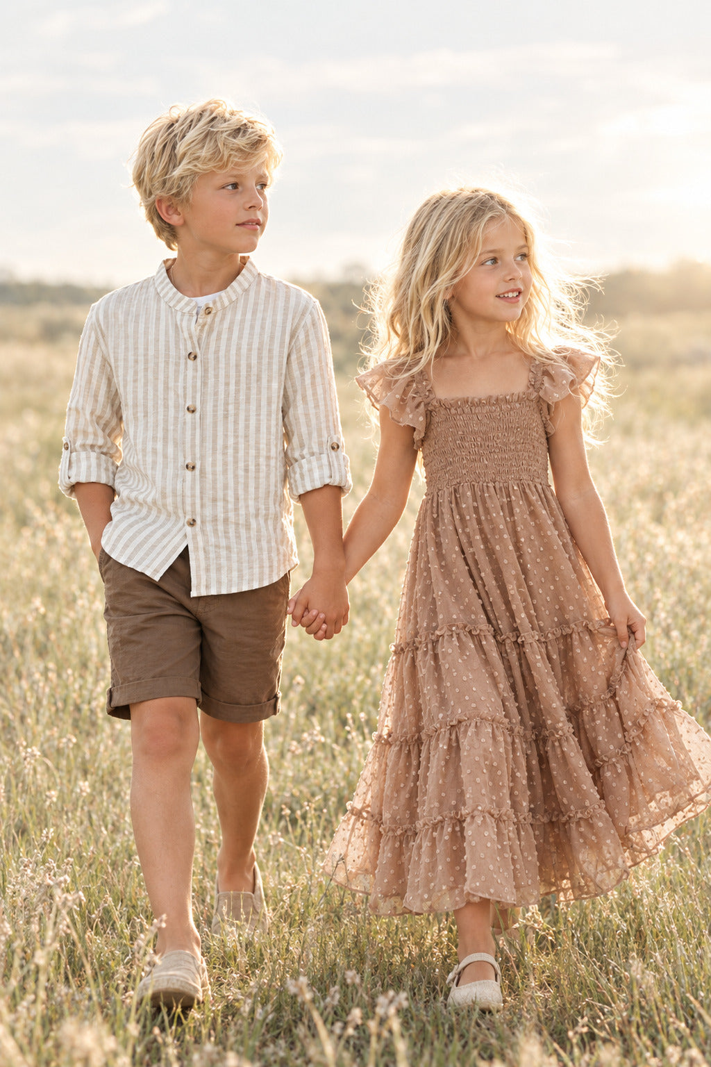 SS Girl's Dress Marabella Dress (mocha swiss dot)