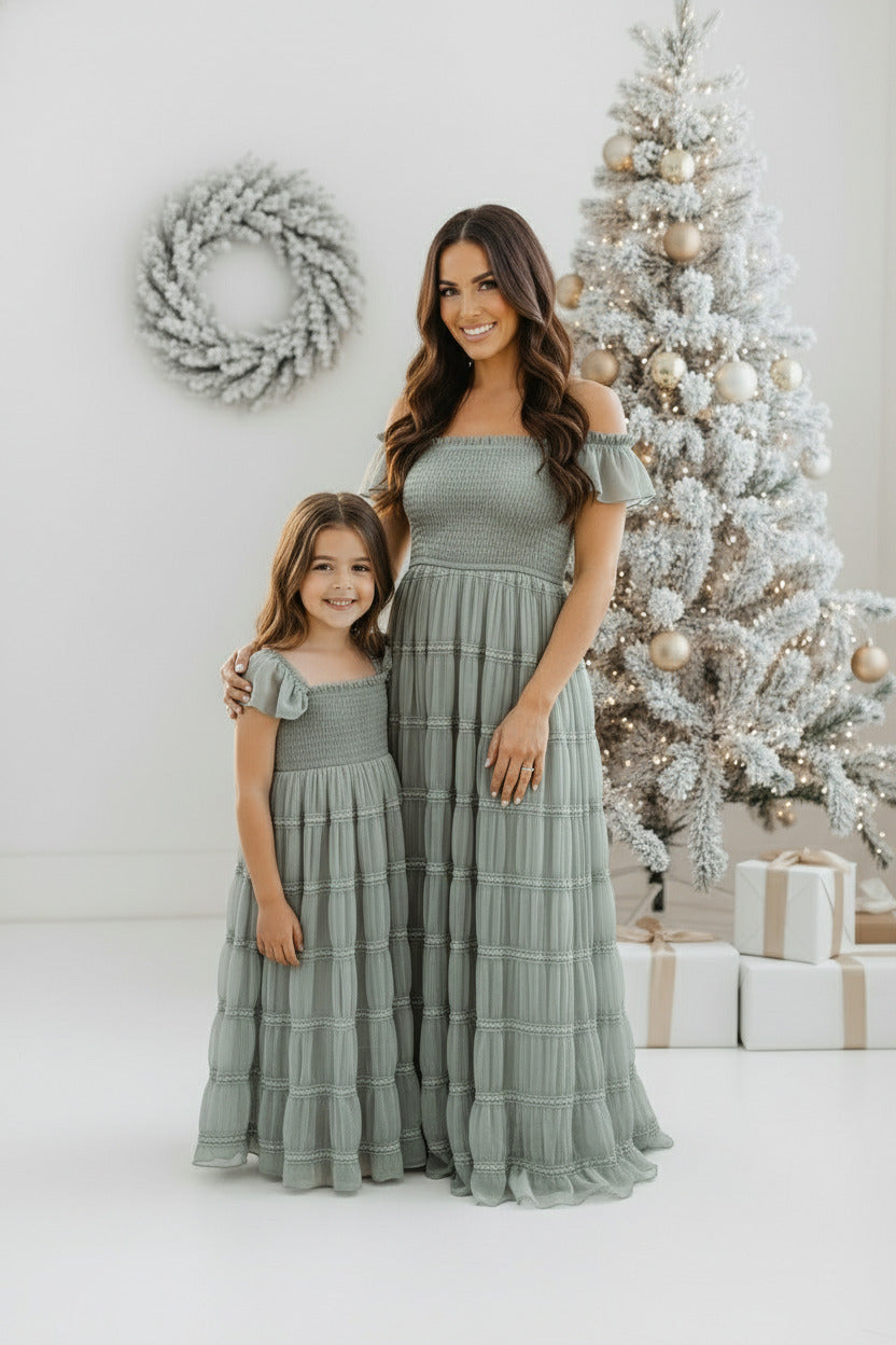 SS Girl's Dress Marabella Dress (sage chiffon)