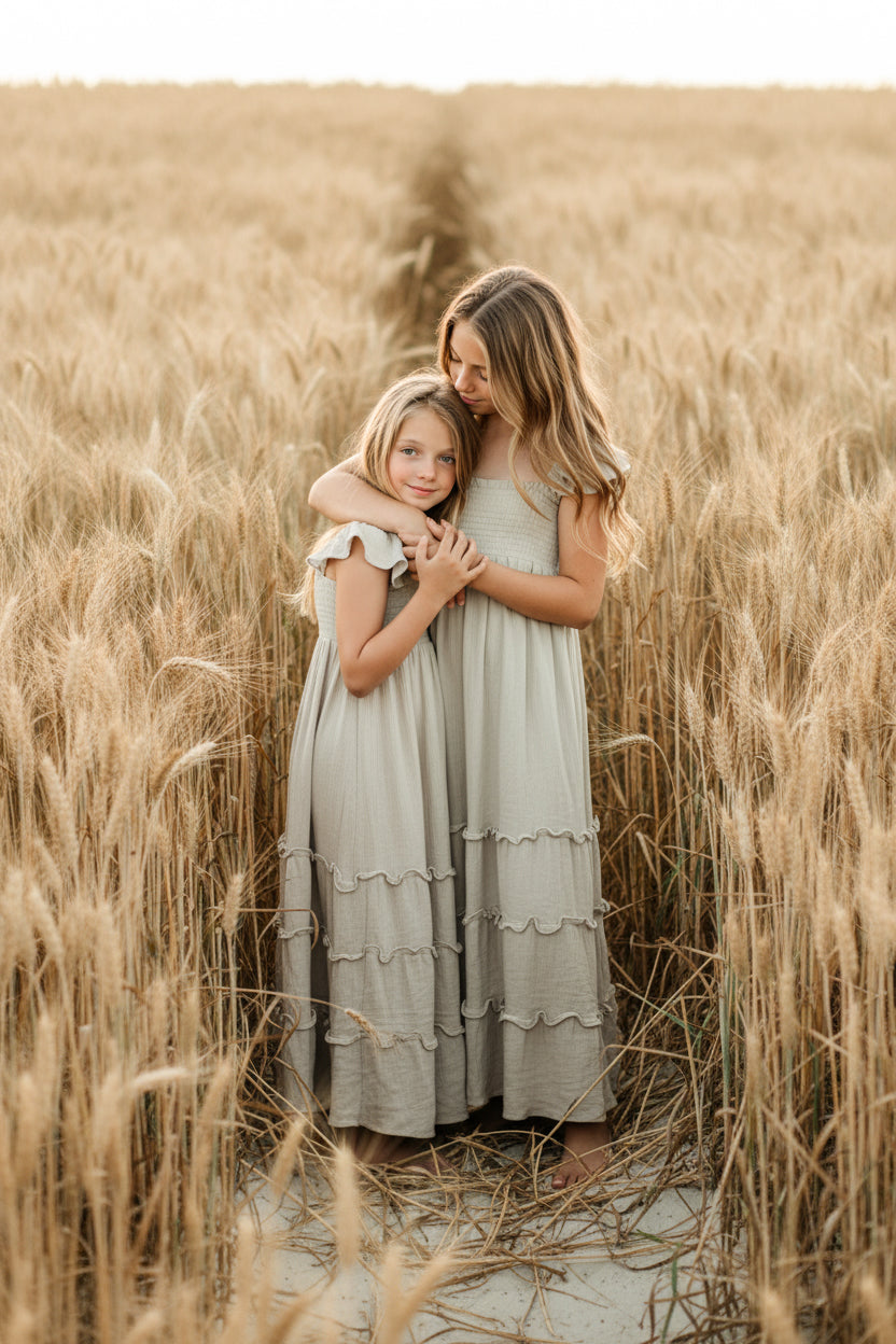 SS Girl's Dress Marabella Dress (soft gray muslin) SUMMER SALE