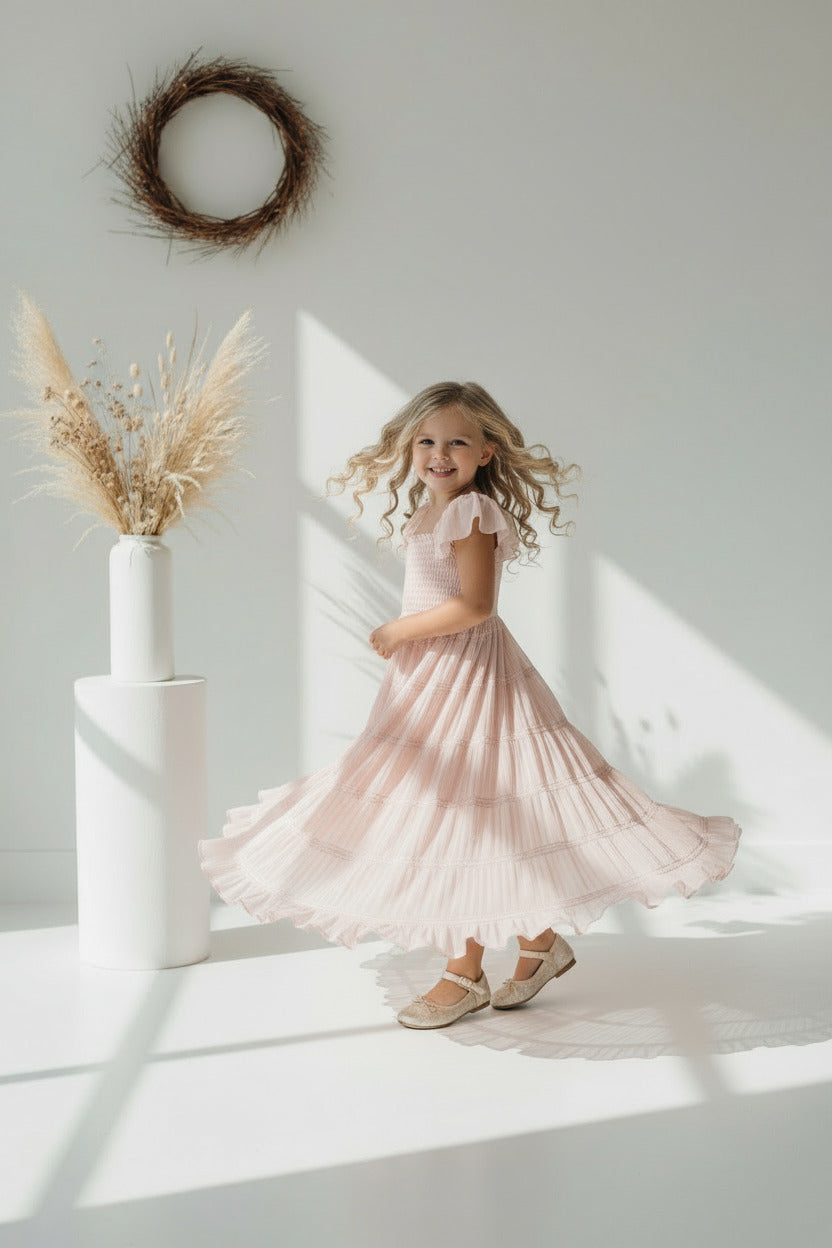 SS Girl's Dress Marabella Dress (soft pink chiffon)
