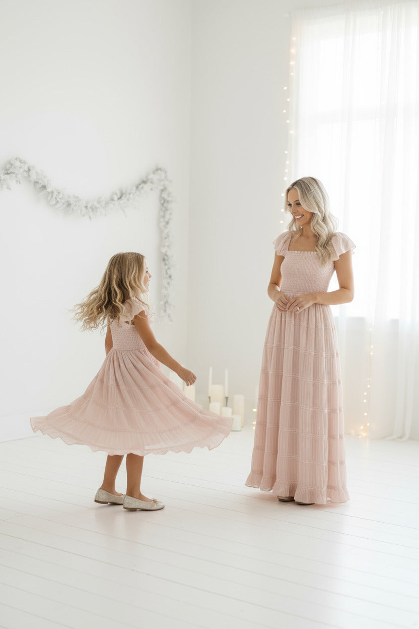 SS Girl's Dress Marabella Dress (soft pink chiffon)