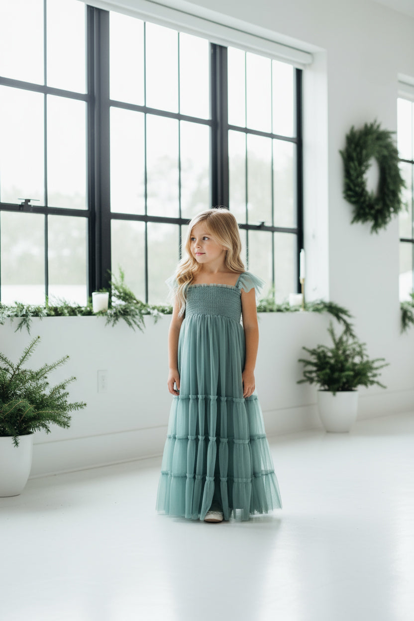 SS Girl's Dress Marabella Dress (soft teal tulle)