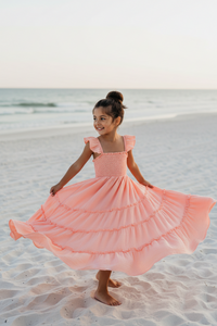 SS Girl's Dress Marabella Dress (vibrant coral muslin) SUMMER SALE