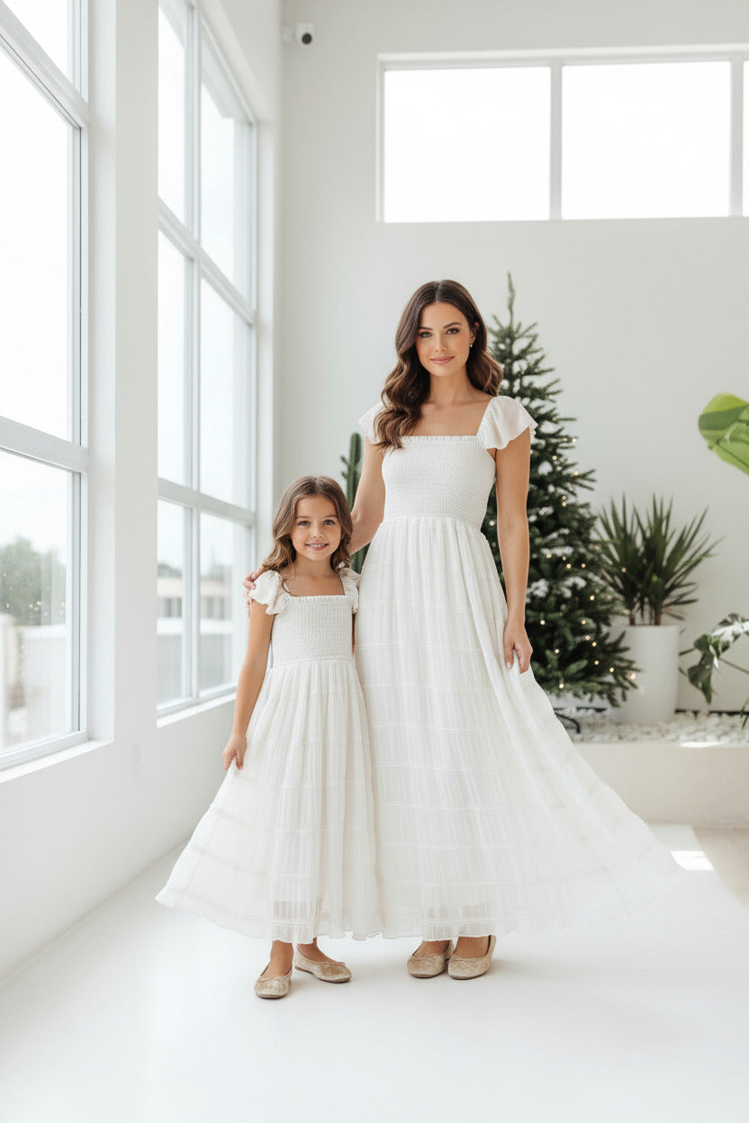 SS Girl's Dress Marabella Dress (white chiffon)
