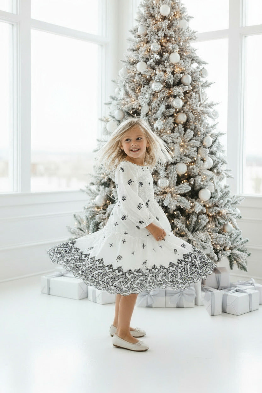SS Girl's Dress Mira Dress (embroidered diamond)