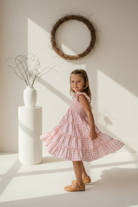 SS Girl's Dress Pia Dress (pink gingham)