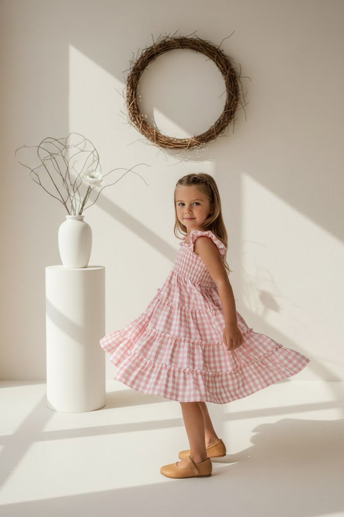 SS Girl's Dress Pia Dress (pink gingham)